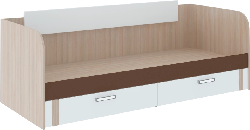 Кровать "Волкер" с ящиками М 13 Ясень Шимо Светлый + Белый/Арабика