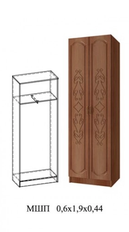 Шкаф Платьевой Марк МДФ- МШП Скандинавский дуб белый/венге (Ш-400 х В-1900 х Г-440 мм)