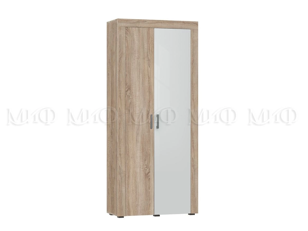 Шкаф 2-х Створчатый Апаста (Ш-900 x В-2070 x Г-396 мм)/Дуб Сонома/Белый Глянец