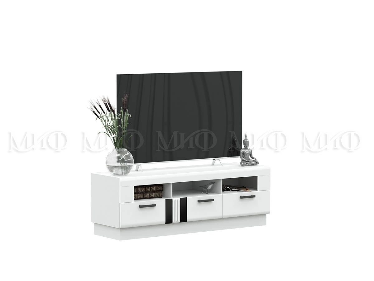 ТВ-Тумба Магнолия МДФ (Ш-1500 x В-500 x Г-440 мм) Белый/Белый Глянец