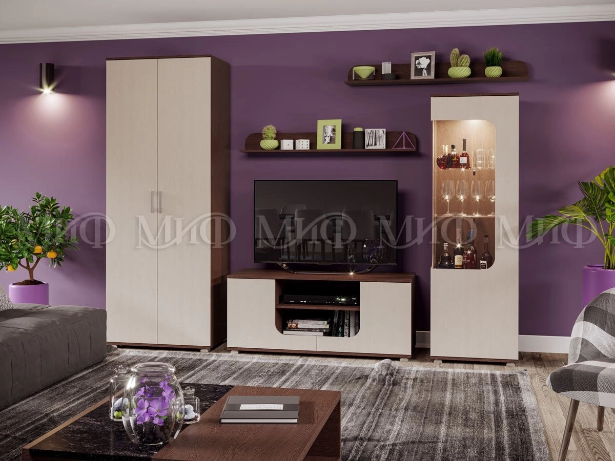 Гостиная Олеандр Венге/Беленый Дуб (Ш-2676 x В-2120 x Г-556 мм)