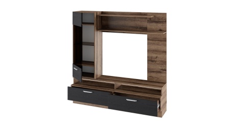 Гостиная Инфи Черный/Дуб Монастырский (Ш-1650 x В-1676 x Г-452 мм)