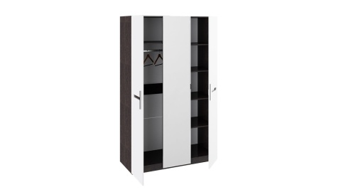 Шкаф комбинированный с 3-мя дверями «Фьюжн» Белый Глянец/Венге Линум