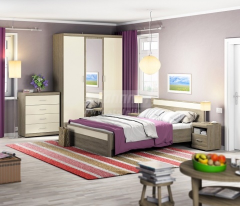 Монако Спальня (кровать + тумбы + комод + шкаф)