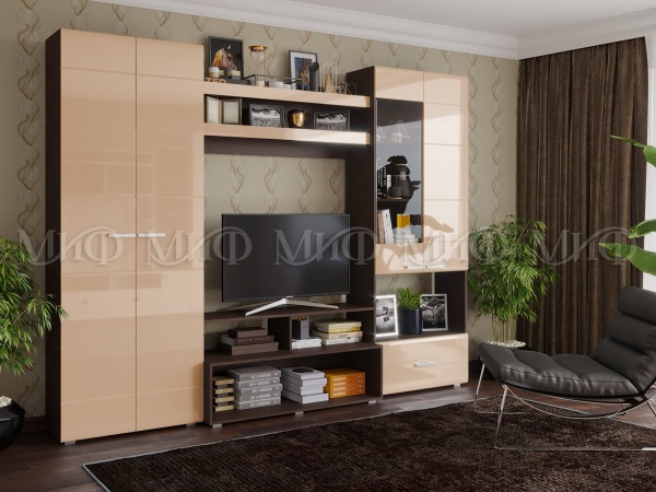 Гостиная Ницца МДФ (Ш-2800 мм x В-2170 мм x Г-426 мм)/Разные Цвета